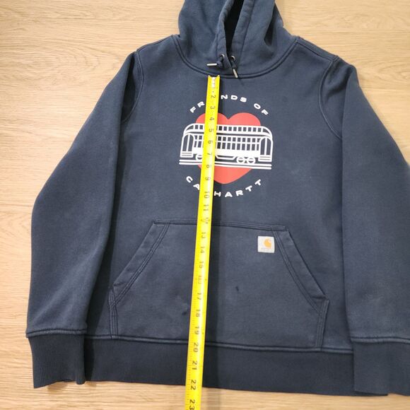 Carhartt Womens Hoodie Sweatshirt Medium Blue Pullover Heavyweight Relaxed - Picture 7 of 13